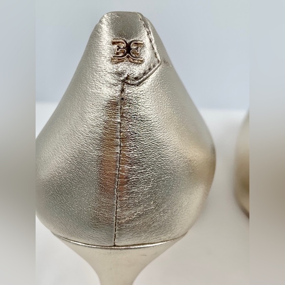 NWT NIB Sam Edelman Hazel Woman’s Gold Leather High Heeled Pointed Toe Pump - Picture 6 of 14